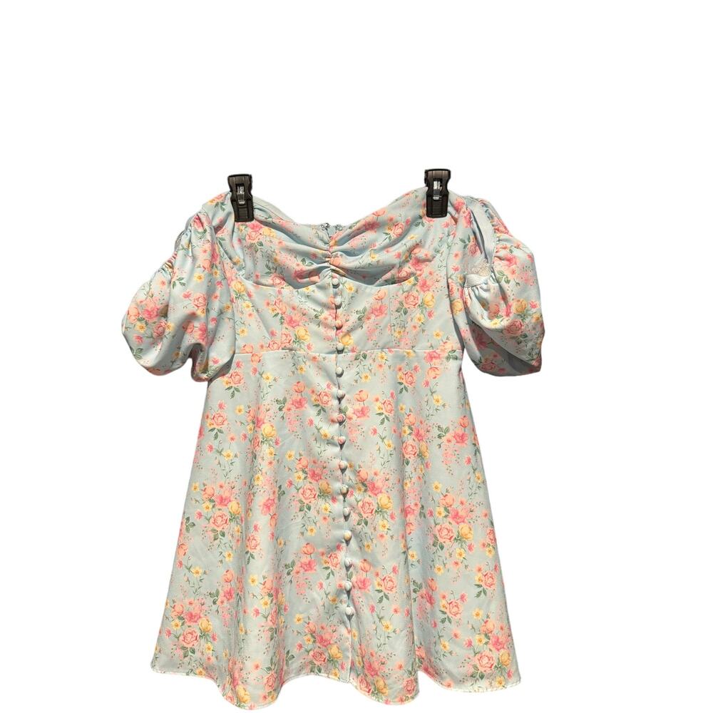 House of CB Blue Floral Mini Dress - Size L